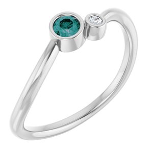 Sterling Silver 3 mm Lab-Grown Alexandrite & .015 CT Natural Diamond Ring