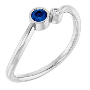 Sterling Silver 3 mm Lab-Grown Blue Sapphire & .015 CT Natural Diamond Ring