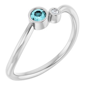 Platinum 3 mm Natural Blue Zircon & .015 CT Natural Diamond Ring
