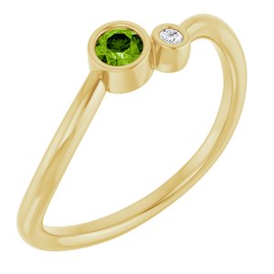 14K Yellow Gold 3 mm Natural Peridot & .015 CT Natural Diamond Ring