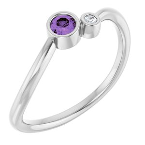 14K White Gold 3 mm Natural Alexandrite & .015 CT Natural Diamond Ring
