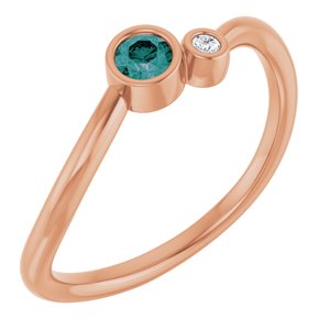 14K Rose Gold 3 mm Lab-Grown Alexandrite & .015 CT Natural Diamond Ring