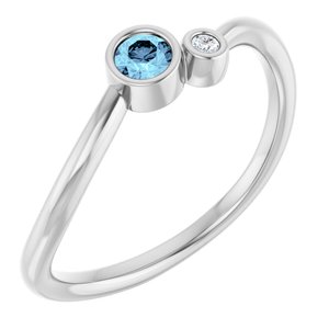Platinum 3 mm Natural Aquamarine & .015 CT Natural Diamond Ring