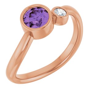 14K Rose Gold 5 mm Natural Amethyst & .06 CT Natural Diamond Ring