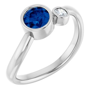 Sterling Silver 5 mm Natural Blue Sapphire & .06 CT Natural Diamond Ring