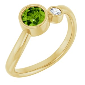 14K Yellow Gold 5 mm Natural Peridot & .06 CT Natural Diamond Ring