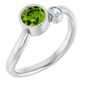Sterling Silver 5 mm Natural Peridot & .06 CT Natural Diamond Ring