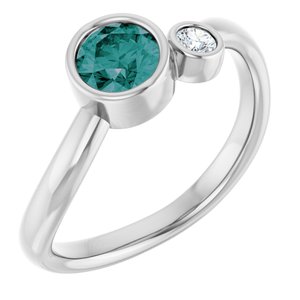 Sterling Silver 5 mm Lab-Grown Alexandrite & .06 CT Natural Diamond Ring