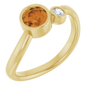 14K Yellow Gold 5 mm Natural Citrine & .06 CT Natural Diamond Ring
