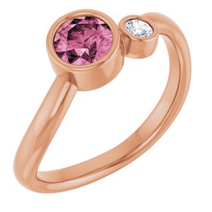 14K Rose Gold 5 mm Natural Pink Tourmaline & .06 CT Natural Diamond Ring