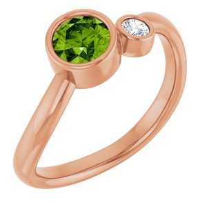 14K Rose Gold 5 mm Natural Peridot & .06 CT Natural Diamond Ring