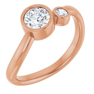 14K Rose Gold 5 mm Natural White Sapphire & .06 CT Natural Diamond Ring