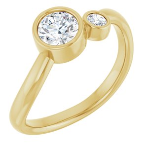 14K Yellow Gold 5 mm Natural White Sapphire & .06 CT Natural Diamond Ring