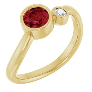 14K Yellow Gold 5 mm Natural Ruby & .06 CT Natural Diamond Ring