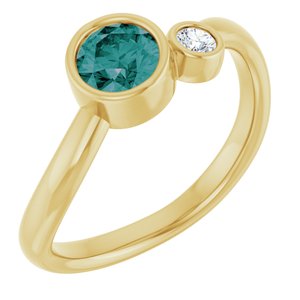 14K Yellow Gold 5 mm Lab-Grown Alexandrite & .06 CT Natural Diamond Ring