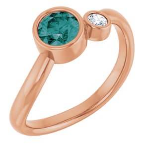 14K Rose Gold 5 mm Lab-Grown Alexandrite & .06 CT Natural Diamond Ring