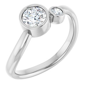 Platinum 5 mm Natural White Sapphire & .06 CT Natural Diamond Ring