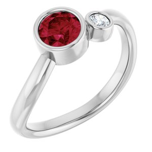 Platinum 5 mm Natural Ruby & .06 CT Natural Diamond Ring