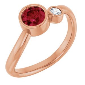 14K Rose Gold 5 mm Lab-Grown Ruby & .06 CT Natural Diamond Ring