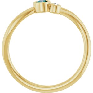 14K Yellow Gold 3 mm Lab-Grown Alexandrite & .015 CT Natural Diamond Ring