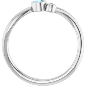Platinum 3 mm Natural Blue Zircon & .015 CT Natural Diamond Ring