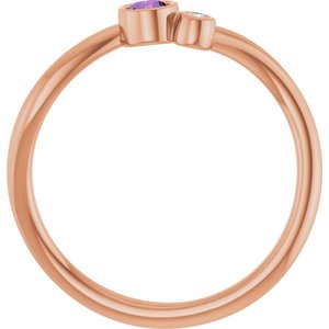 14K Rose Gold 3 mm Natural Alexandrite & .015 CT Natural Diamond Ring