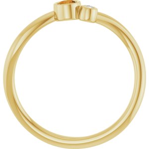 14K Yellow Gold 3 mm Natural Citrine & .015 CT Natural Diamond Ring