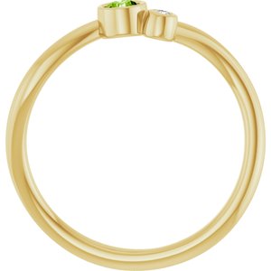 14K Yellow Gold 3 mm Natural Peridot & .015 CT Natural Diamond Ring