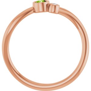 14K Rose Gold 3 mm Natural Peridot & .015 CT Natural Diamond Ring
