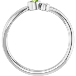Sterling Silver 3 mm Natural Peridot & .015 CT Natural Diamond Ring