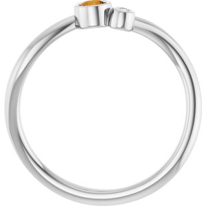 Platinum 3 mm Natural Citrine & .015 CT Natural Diamond Ring