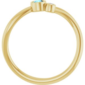 14K Yellow Gold 3 mm Natural Aquamarine & .015 CT Natural Diamond Ring