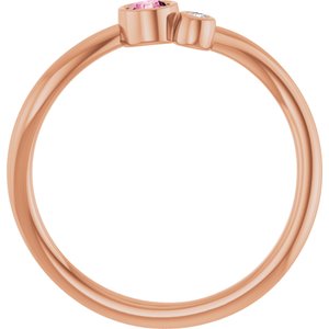 14K Rose Gold 3 mm Natural Pink Tourmaline & .015 CT Natural Diamond Ring