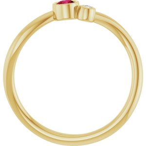 14K Yellow Gold 3 mm Lab-Grown Ruby & .015 CT Natural Diamond Ring