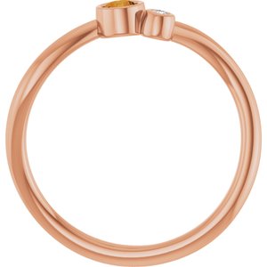 14K Rose Gold 3 mm Natural Citrine & .015 CT Natural Diamond Ring