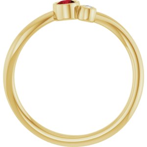 14K Yellow Gold 3 mm Natural Mozambique Garnet & .015 CT Natural Diamond Ring