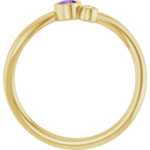 14K Yellow Gold 3 mm Natural Alexandrite & .015 CT Natural Diamond Ring