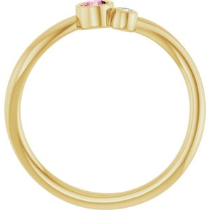 14K Yellow Gold 3 mm Natural Pink Tourmaline & .015 CT Natural Diamond Ring