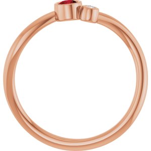 14K Rose Gold 3 mm Natural Mozambique Garnet & .015 CT Natural Diamond Ring