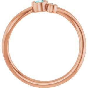 14K Rose Gold 3 mm Natural Blue Zircon & .015 CT Natural Diamond Ring