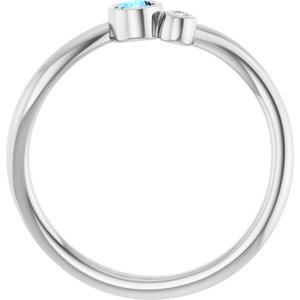 Platinum 3 mm Natural Aquamarine & .015 CT Natural Diamond Ring