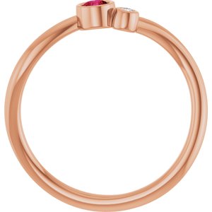 14K Rose Gold 3 mm Natural Ruby & .015 CT Natural Diamond Ring