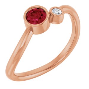 14K Rose Gold 4 mm Natural Ruby & .03 CT Natural Diamond Ring