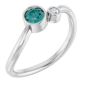 Sterling Silver 4 mm Lab-Grown Alexandrite & .03 CT Natural Diamond Ring