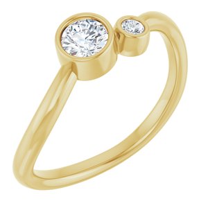14K Yellow Gold 4 mm Natural White Sapphire & .03 CT Natural Diamond Ring
