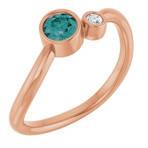 14K Rose Gold 4 mm Lab-Grown Alexandrite & .03 CT Natural Diamond Ring