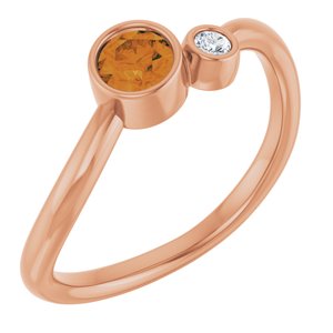 14K Rose Gold 4 mm Natural Citrine & .03 CT Natural Diamond Ring