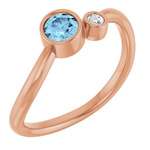 14K Rose Gold 4 mm Natural Aquamarine & .03 CT Natural Diamond Ring