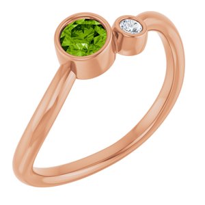 14K Rose Gold 4 mm Natural Peridot & .03 CT Natural Diamond Ring
