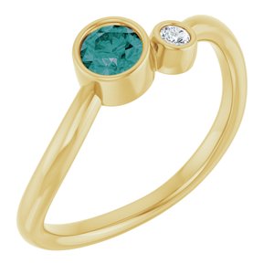 14K Yellow Gold 4 mm Lab-Grown Alexandrite & .03 CT Natural Diamond Ring